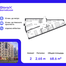 Квартира 68,6 м², 2-комнатная - изображение 2