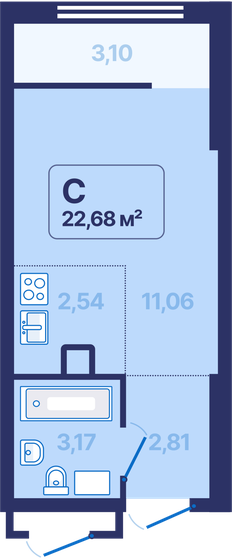 22,7 м², квартира-студия 3 560 760 ₽ - изображение 24