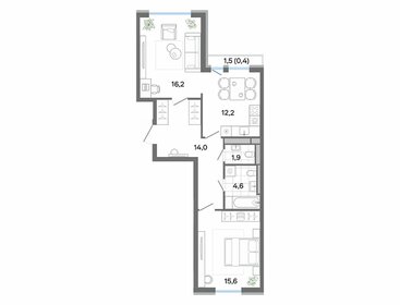 Квартира 65 м², 2-комнатная - изображение 1