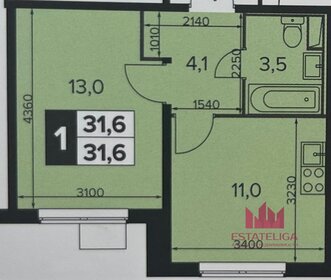 Квартира 32 м², 1-комнатная - изображение 1