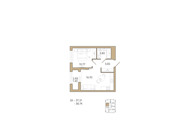 32,7 м², 1-комнатная квартира 2 890 000 ₽ - изображение 67