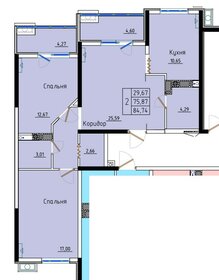 Квартира 84,7 м², 2-комнатная - изображение 1