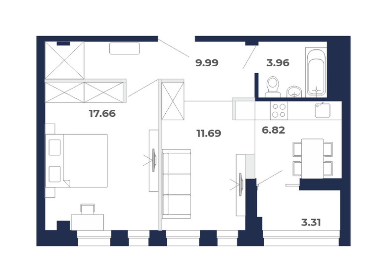 53,4 м², 2-комнатная квартира 5 906 720 ₽ - изображение 18