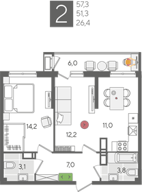 55,7 м², 2-комнатная квартира 6 500 000 ₽ - изображение 78