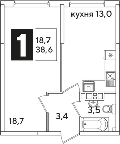 38,6 м², 1-комнатная квартира 7 411 200 ₽ - изображение 76