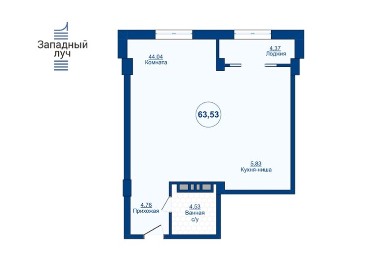 63,5 м², 2-комнатная квартира 7 623 600 ₽ - изображение 1