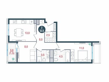 52,4 м², 2-комнатная квартира 12 000 000 ₽ - изображение 45