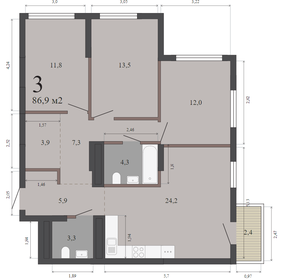 71,1 м², 3-комнатная квартира 8 700 000 ₽ - изображение 42