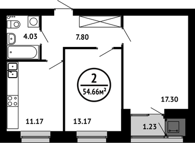 54,4 м², 2-комнатная квартира 7 508 580 ₽ - изображение 38