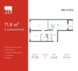 71,8 м², 2-комнатная квартира 7 545 940 ₽ - изображение 15