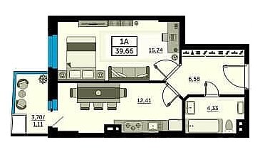 39,5 м², 1-комнатная квартира 6 450 000 ₽ - изображение 9