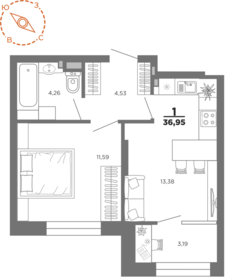 33,9 м², 1-комнатная квартира 5 214 634 ₽ - изображение 35