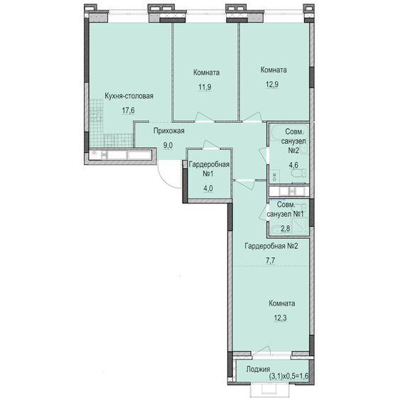 84,4 м², 3-комнатная квартира 13 668 000 ₽ - изображение 1