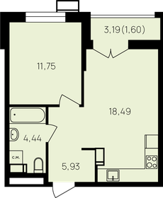 Квартира 43,8 м², 1-комнатная - изображение 1