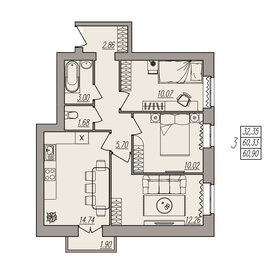 70 м², 3-комнатная квартира 7 200 000 ₽ - изображение 79