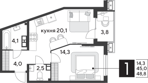 47,7 м², 1-комнатная квартира 9 415 980 ₽ - изображение 35