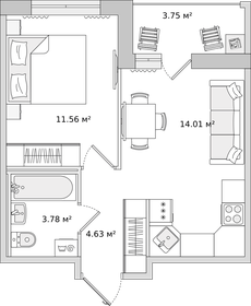 43 м², 1-комнатная квартира 9 466 582 ₽ - изображение 75