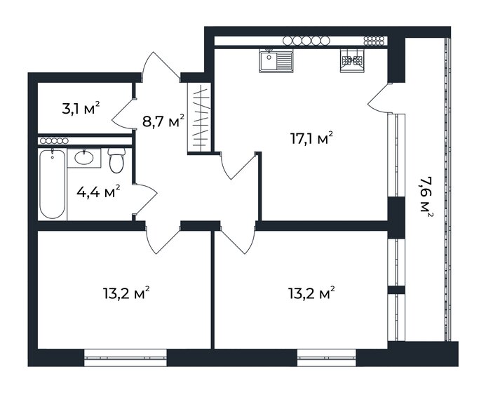 63,5 м², 2-комнатная квартира 12 382 500 ₽ - изображение 1