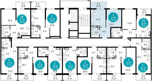 Квартира 34,1 м², 1-комнатная - изображение 2