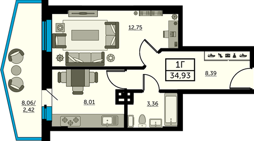 29,6 м², 1-комнатная квартира 4 200 000 ₽ - изображение 6