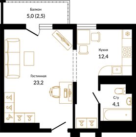 Квартира 42,2 м², 1-комнатная - изображение 1