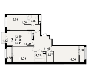 Квартира 84,4 м², 3-комнатная - изображение 1