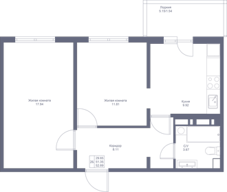 52,9 м², 2-комнатная квартира 7 986 390 ₽ - изображение 56