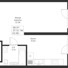 Квартира 38,3 м², 1-комнатная - изображение 3