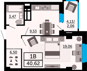 40,6 м², 1-комнатная квартира 6 986 640 ₽ - изображение 17