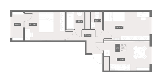 54,2 м², 2-комнатная квартира 7 150 000 ₽ - изображение 108