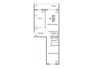 56,7 м², 2-комнатная квартира 8 377 425 ₽ - изображение 28