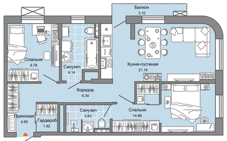 Квартира 70 м², 3-комнатная - изображение 1