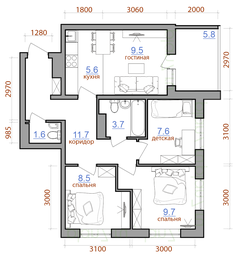 Квартира 64 м², 4-комнатная - изображение 1