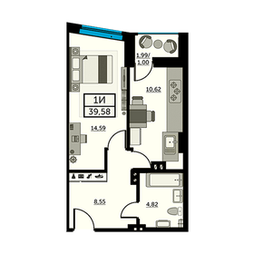 39,3 м², 1-комнатная квартира 7 545 600 ₽ - изображение 33