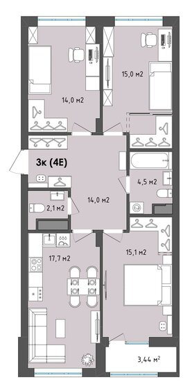 84,1 м², 3-комнатная квартира 9 889 319 ₽ - изображение 1