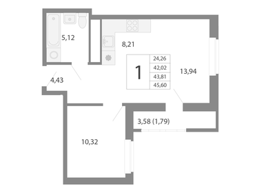 42,7 м², 2-комнатная квартира 3 600 000 ₽ - изображение 142