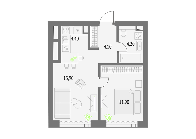 38,5 м², 1-комнатная квартира 19 561 112 ₽ - изображение 7