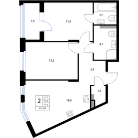 56,7 м², 3-комнатная квартира 6 800 000 ₽ - изображение 52
