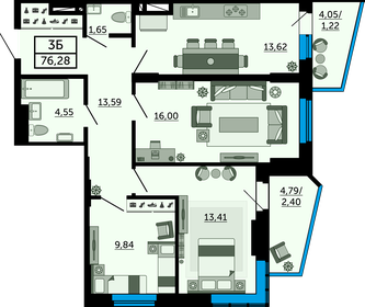 77,1 м², 3-комнатная квартира 9 863 680 ₽ - изображение 33