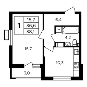 36,1 м², 1-комнатная квартира 4 390 000 ₽ - изображение 52