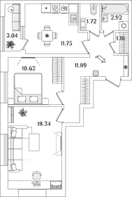 59,7 м², 2-комнатная квартира 17 945 780 ₽ - изображение 24