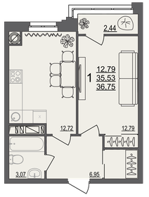 33,3 м², 1-комнатная квартира 2 950 000 ₽ - изображение 75