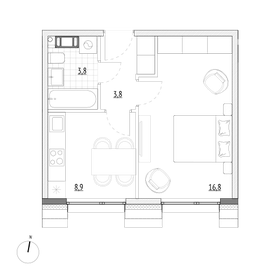 Квартира 33,3 м², 1-комнатные - изображение 1