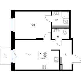 39,4 м², 2-комнатная квартира 6 934 400 ₽ - изображение 26