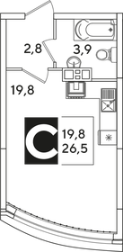 27,3 м², квартира-студия 4 458 090 ₽ - изображение 19