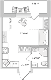 30 м², квартира-студия 5 600 000 ₽ - изображение 61