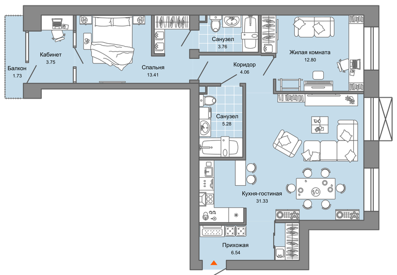 81 м², 3-комнатная квартира 9 708 840 ₽ - изображение 1
