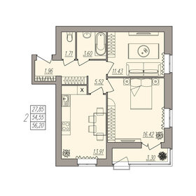 58 м², 2-комнатная квартира 7 830 000 ₽ - изображение 23