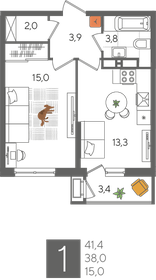 49,4 м², 1-комнатная квартира 5 500 000 ₽ - изображение 36