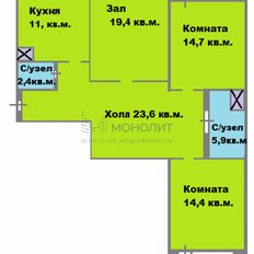 Квартира 98,9 м², 3-комнатная - изображение 3